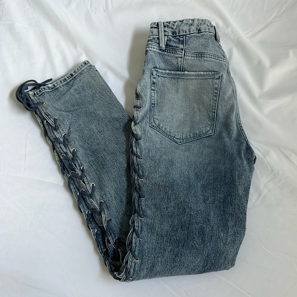 Good American women's Good Icon Lace-Up light Wash Bootcut Jeans 2/26
